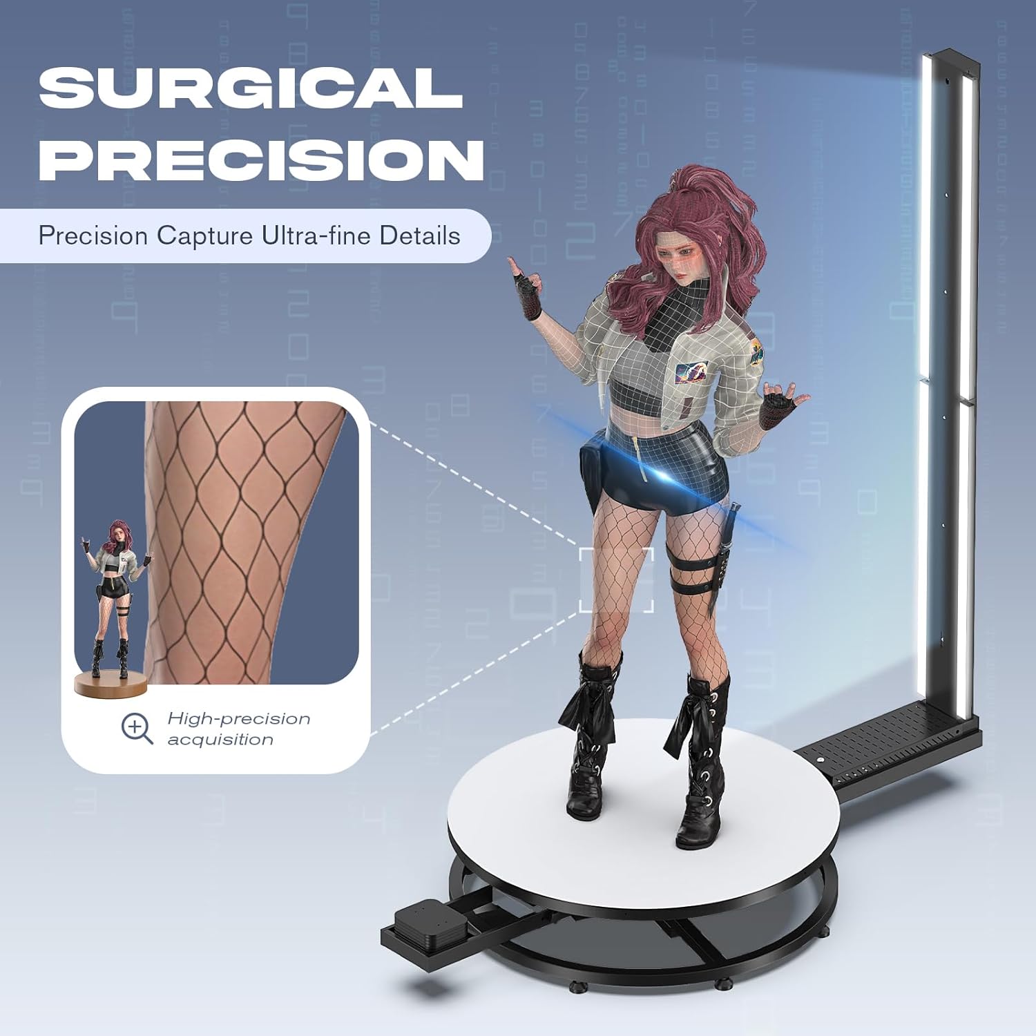 MWE Full Body 3D Scanner for 3D Printing with Software,6 HD Cameras Automatic 360 Rotation 3D Printer Scanner Metrology-Grade Precision 0.01mm for People up to 2 Meters (40in)
