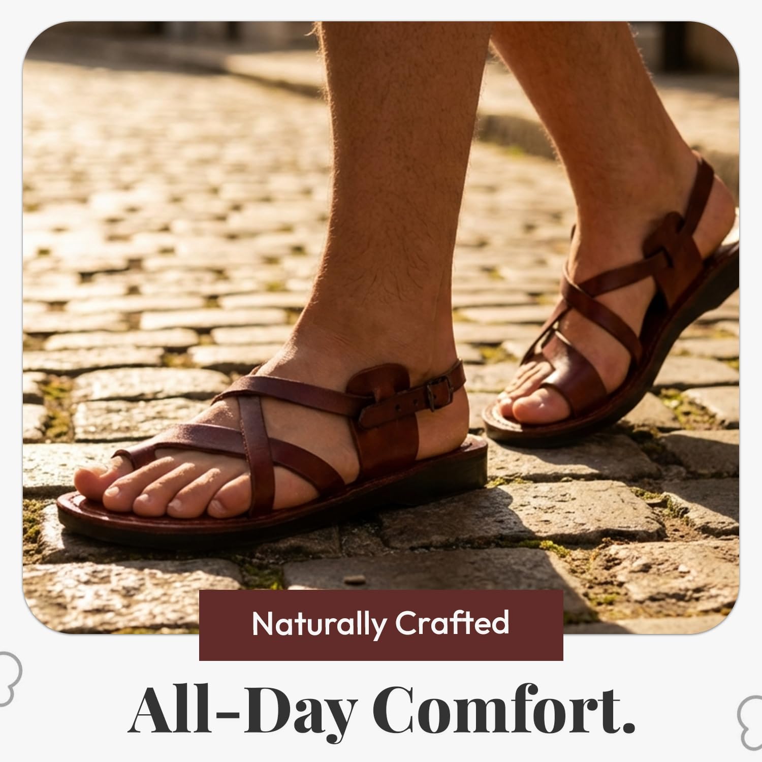 Holy Land Market Men/Women Biblical Jesus Leather Sandals/Slides From Jerusalem (Jesus Style I)