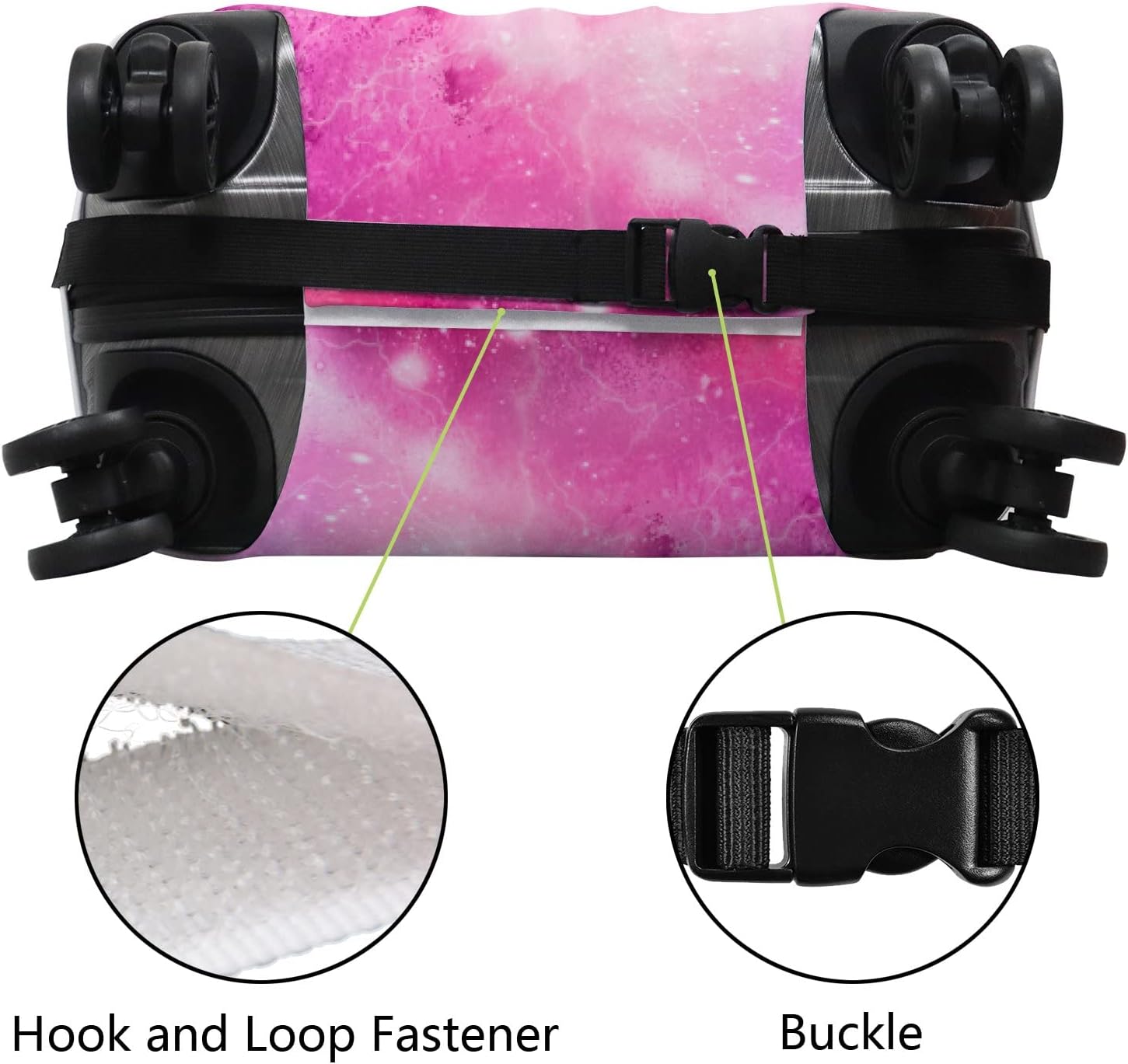 review Travel Luggage Cover Suitcase Protector Fits 29-32 Inch Luggage, Fuchsia Marble Galaxy