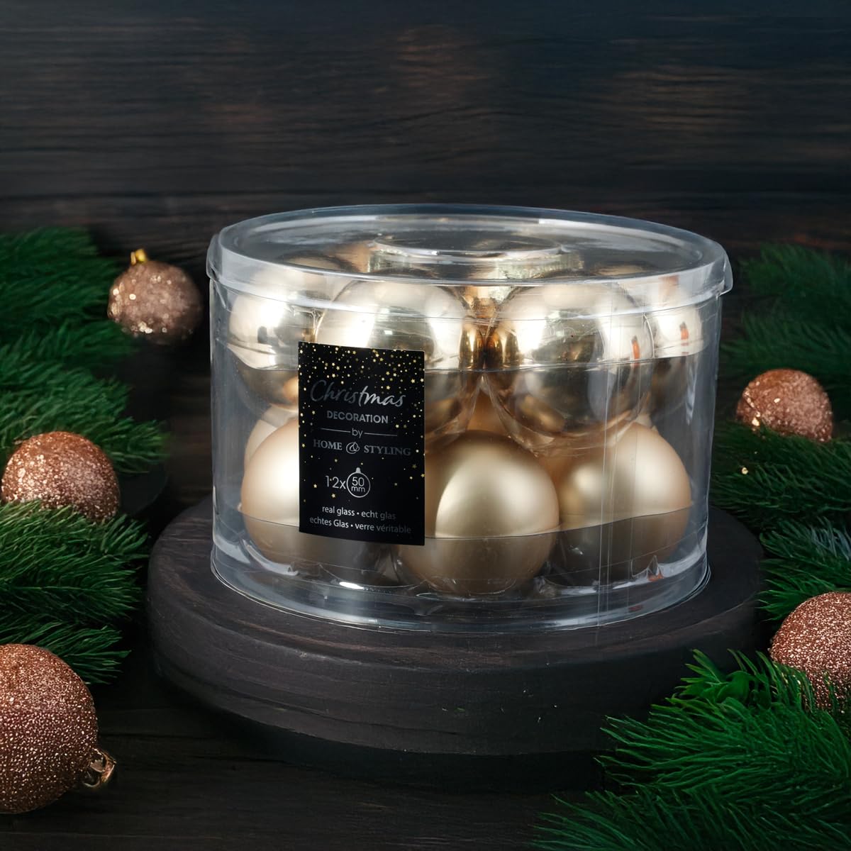 Koopman New Year 12 Parça Yılbaşı Topu Gold 50 mm