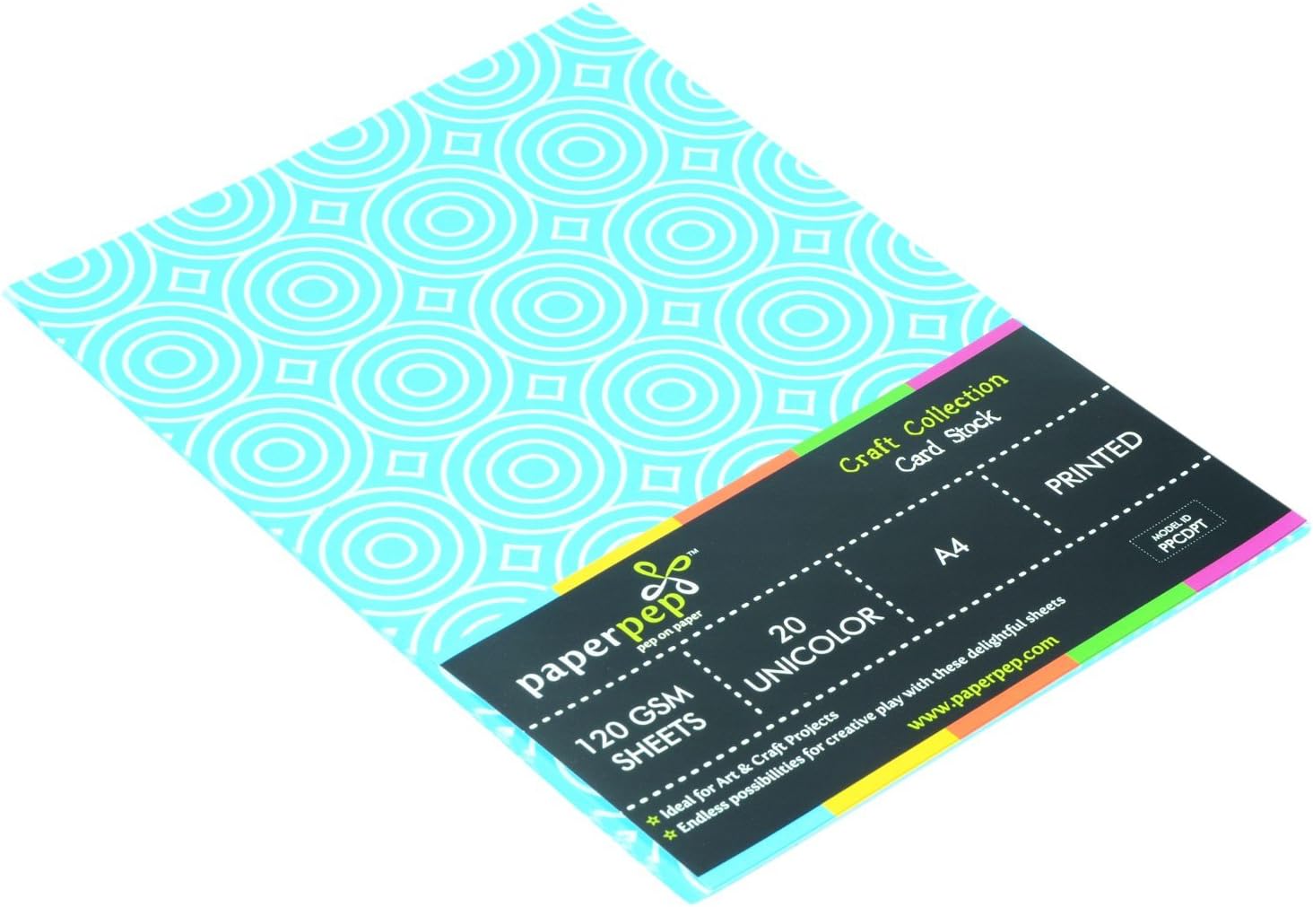 Paper Pep Craft Collection Card Stock Circles Printed, A4 Sheets, 120GSM - Pack of 40 Sheets (Light Blue)