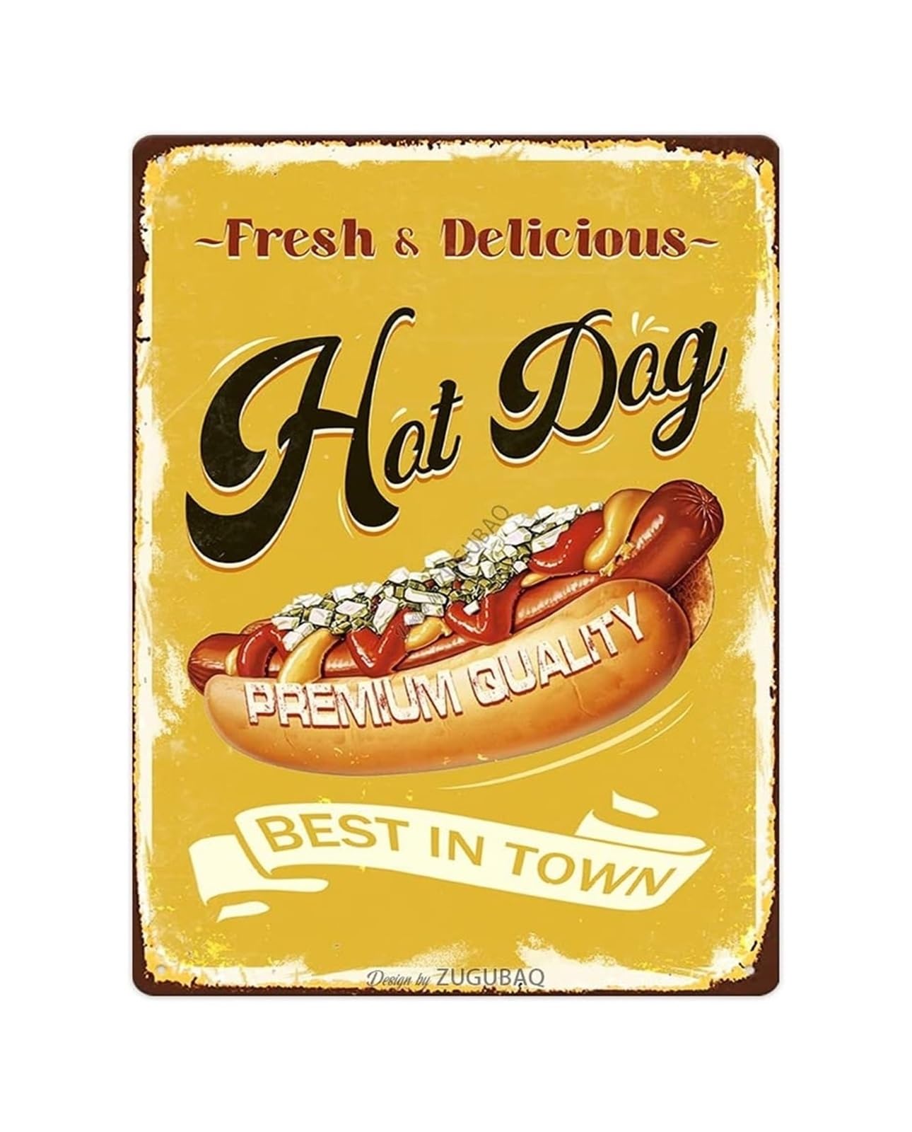 CBQZCHWDKT Retro Diner Decor Metal Sign Dog Tin Sign Vintage Wall-Art for Kitchen Cafe Restaurant Gift Idea 8 X 12 inch