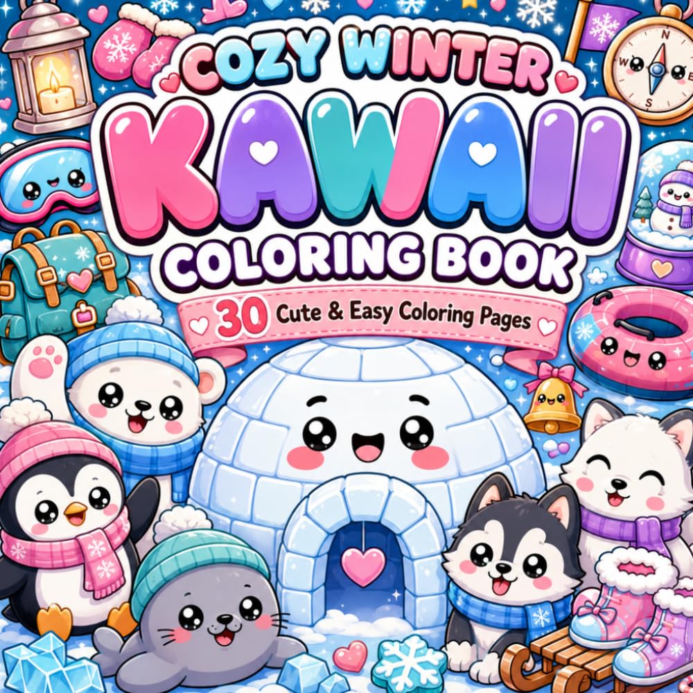Kawaii Winter Adventures: Cute Snowy Adventures and Cozy Winter Fun (Cozy Seasons Kawaii Coloring Book Series)