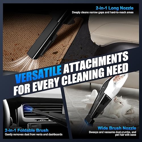 Miniatura 4 de Potente aspiradora de mano inalámbrica, verdadero motor CNC sin escobillas para un 45% más fuerte limpiador de aspiración, batería de gran capacidad