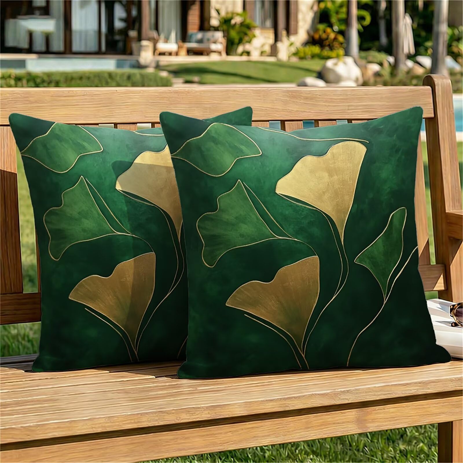 Federe Cuscini Divano 65x65 cm Verde Cuscino Divano Velluto Decorativo Set da 2, con Cerniera Oro Cuscini da Esterno Impermeabili Federa Cuscino per Divani Camera de Letto Soggiorno Auto dj-710