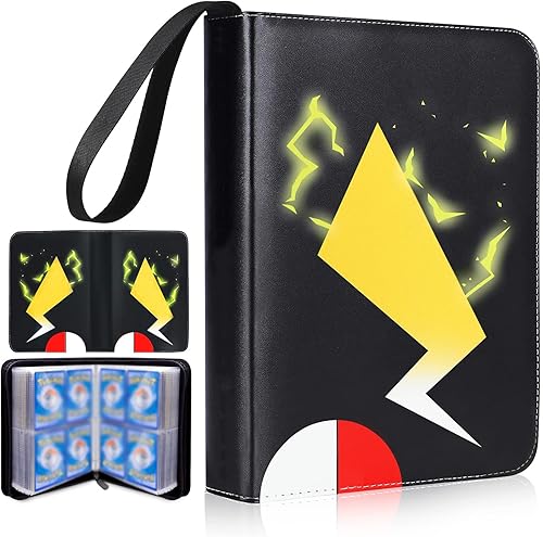Carpeta de tarjetas para Pokemon de 4 bolsillos almacenamiento de 504 tarjetas con 63 fundas extraíbles carpeta de colección de tarjetas de juego