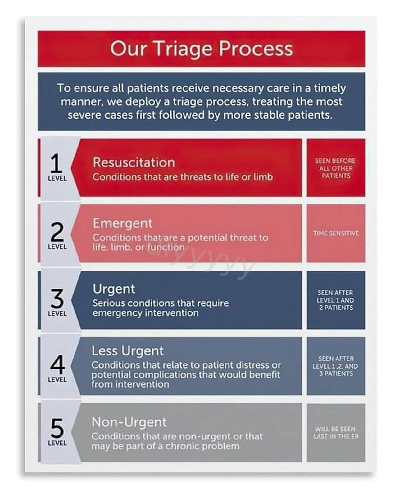 NWPNLXEA Five Level Triage Decision Tree Poster Emergency Department Canvas Wall-Art for Hospital Staff Room Living Room Decor