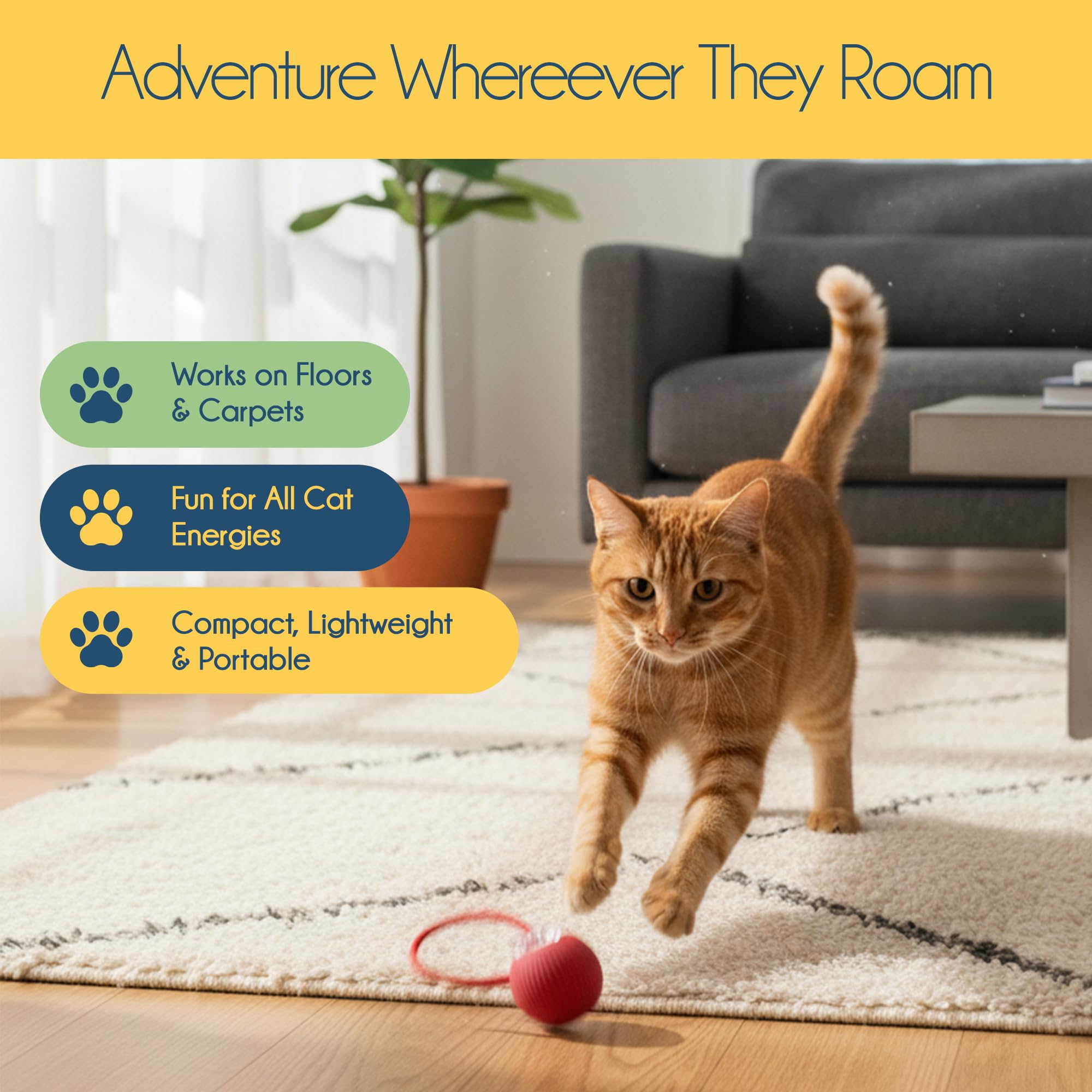 Oh My Cat! Juego de juguetes para gatos, 3 juguetes interactivos para gatos, bola de movimiento automático con luces, juguete de hierba gatera de felpa y regalo de pata de menta para gatos, regalos