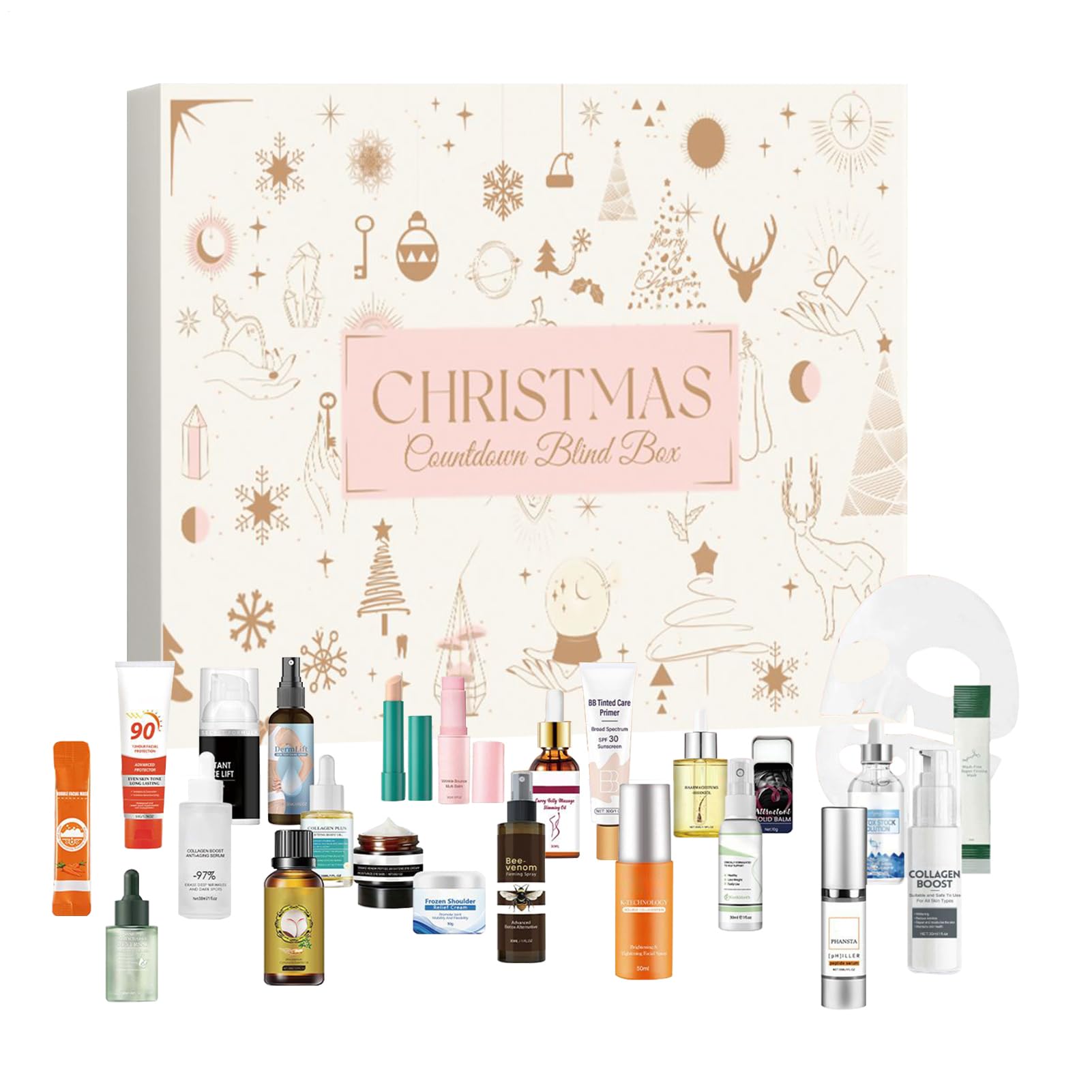 Calendario de Adviento 2026 Mujeres Cosméticos, 24 Días Calendario de Adviento Maquillaje Calendario de Navidad Maquillaje Belleza Lápiz labial Hidratante Juego de Cosméticos para Mujeres Niñas Hogar