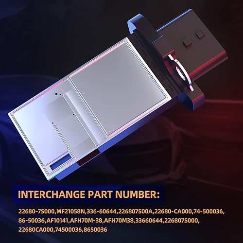 Miniatura 4 de Medidor de flujo de aire masivo MAF 22680-7S000 AF10141 compatible con Nissan Altima Infiniti G37 Suzuki, 07-13 Sentra, 05-15 Xterra, 03-09 350Z