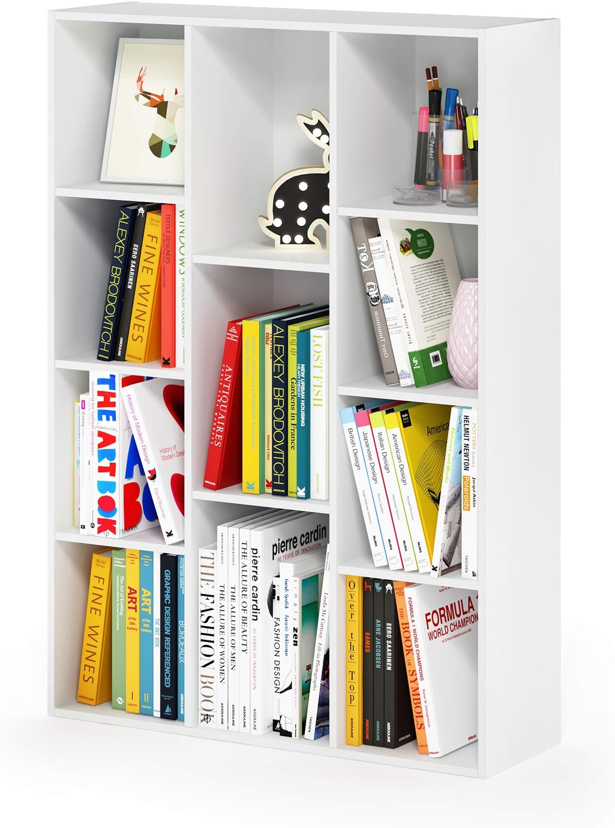 11-Cube Reversible Open Shelf Bookcase, White