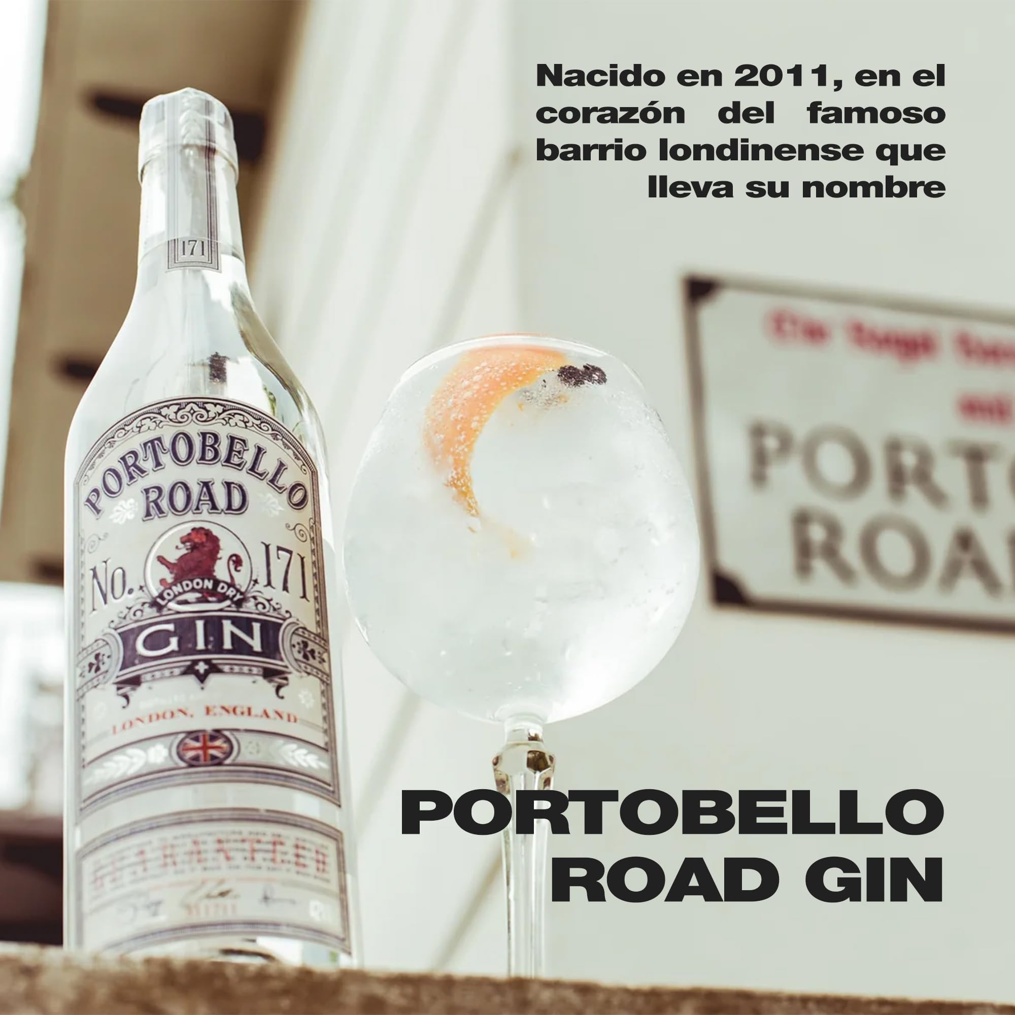 Ginebra Portobello Road No. 171 – Destilación Artesanal con 9 Botánicos – 70 ml – Ginebra Clásica con Perfil Cítrico y Especiado – 42% Vol