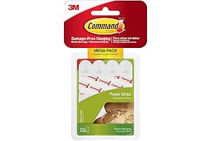Command Poster Hanging Strips, Mega-Pack of 136 White Strips