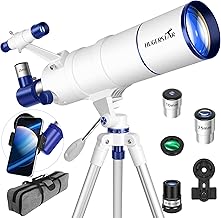 Telescope for Adults High Powered, 90mm Aperture 550mm Portable Refractor Telescope for Kids & Astronomy Beginners, Professional Telescopes with Tripod, Phone Adapter, Moon Filter, Carry Bag