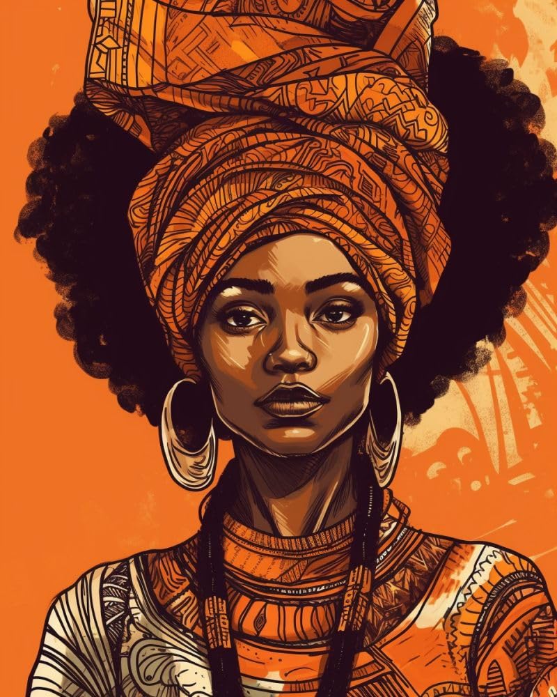 Generic African Black Woman Cross Stitch Kits for Beginners Stamped Cross-Stitch Supplies Needlework DIY 11CT 3 Strands Cotton Thread Printed DIY Needlepoint Kits 40×50cm (sm03), FIF-CUCROSS 325A03