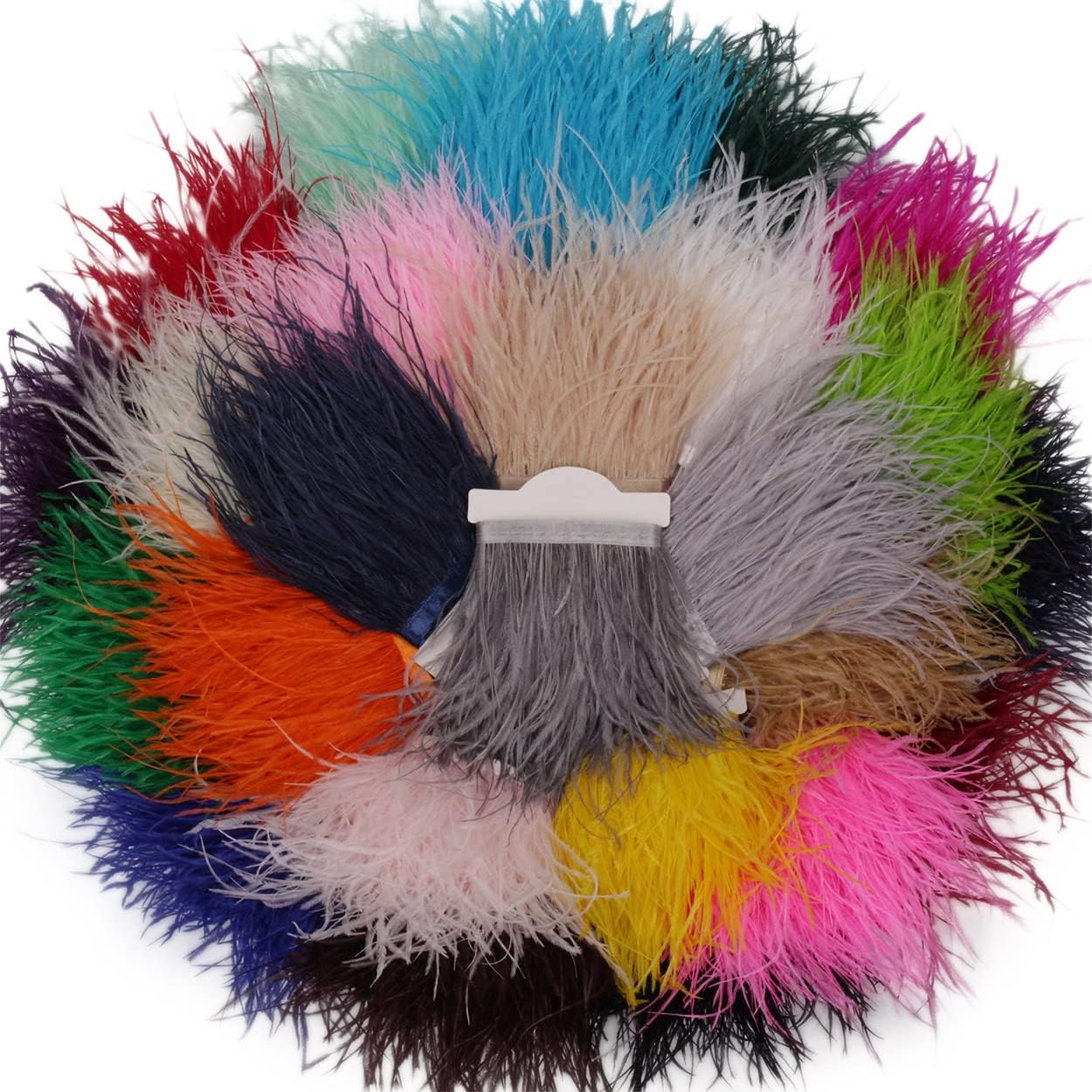 AMZTKDIY Ostrich Feathers Sewing Fringe Trim Ribbon for Crafts Clothes Accessories Latin Wedding Dress DIY 2 Yards 4-6inch Width (2 Yards, Red)