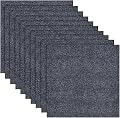 24 Pack Self Adhesive 12-inch Carpet Floor Tiles, Deep Grey Peel and Stick Carpet Squares