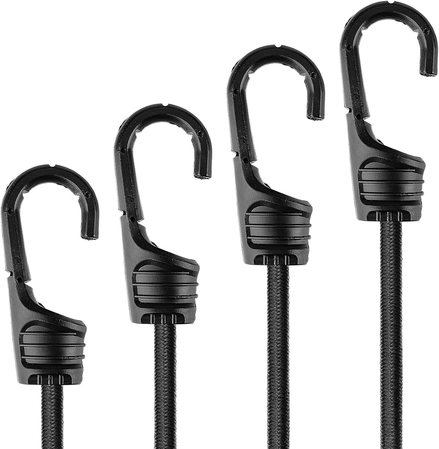 ZHOUBIN 24 Inch Black Bungee Cords with Hooks Heavy Duty, 4 Pcs : Tools & Home Improvement