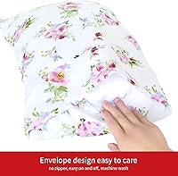 Vista 3 de Paquete de 2 fundas de almohada para niños pequeños, funda de almohada de viaje con flores moradas para niñas, cierre de sobre, fundas de almohada