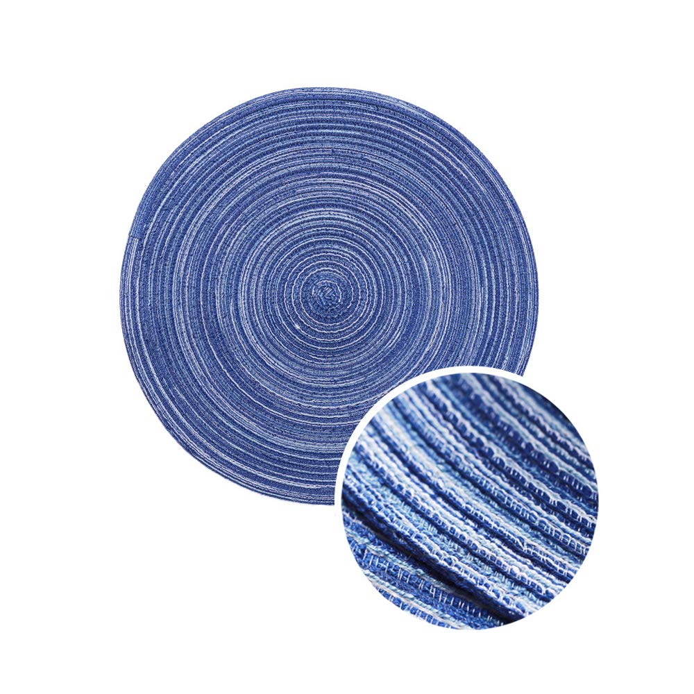 Placemats for Dining Table, Round Woven Dinner Mats Set of 4 (18cm/7", Blue) — image 1