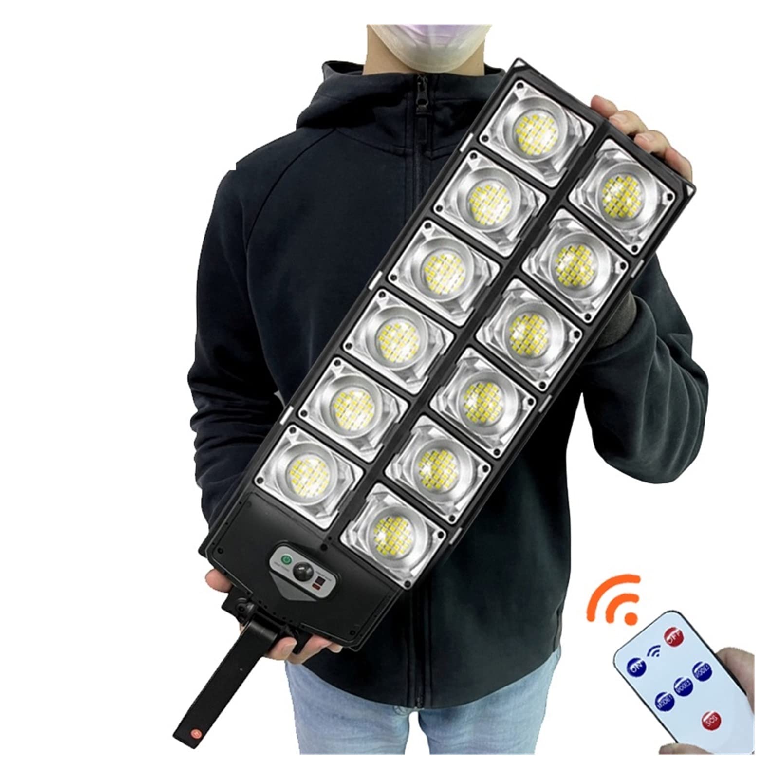 Zewnętrzna lampa solarna, Solar Street Lights Outdoor 10000LM Z pilotem Czujnik ruchu Solar Outdoor Lampa LED do garażu ogrodowego(A2-branco)