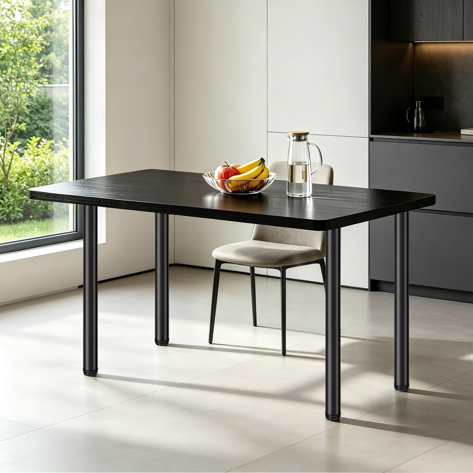 Jahof Pieds de Table Réglables 75 cm, Lot de 4 Pieds de Meubles Métal Noir Ø50mm, Support en Acier pour Table à Manger, Bureau