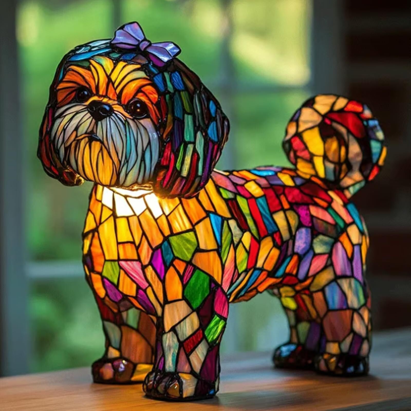 Shih Tzu Resin LED Table Lamp - Pet-Themed Night Light with Warm Glow, Handcrafted Desk Decor Gift for Dog Lovers