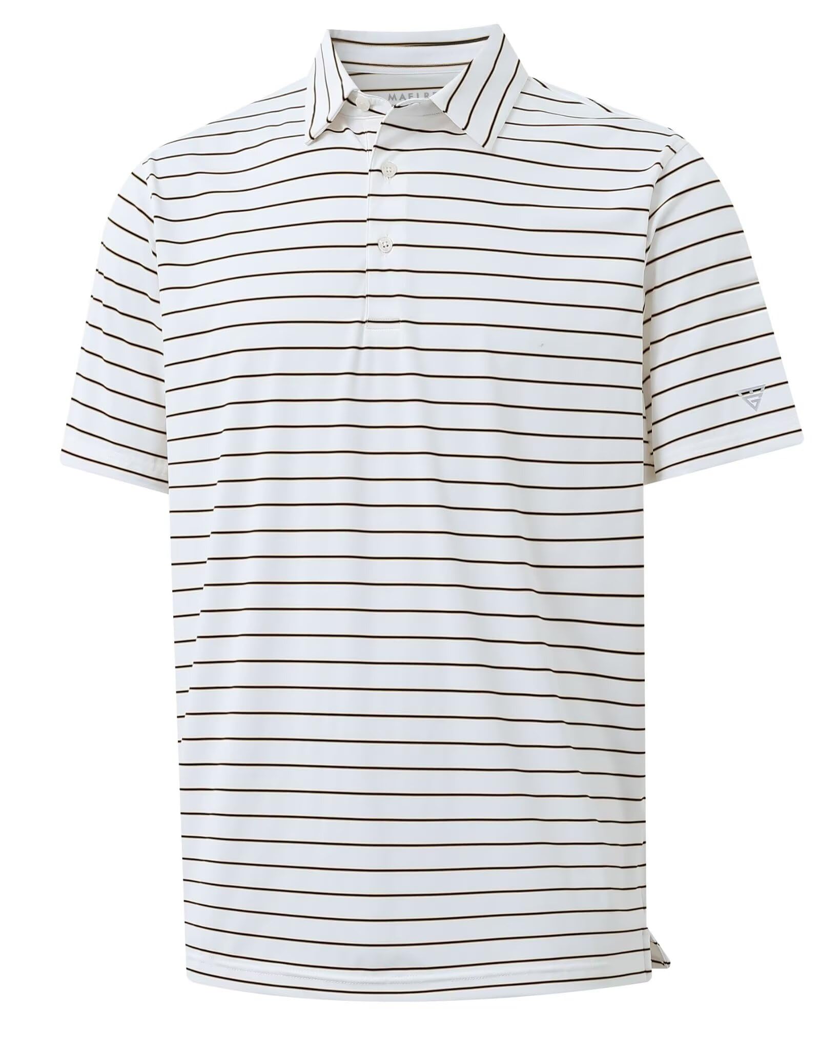 M MAELREG Mens Striped Golf Shirts Short Sleeve Silk-Like Touch Water-Resistant Breathable Soft Collared Polo Shirts for Men