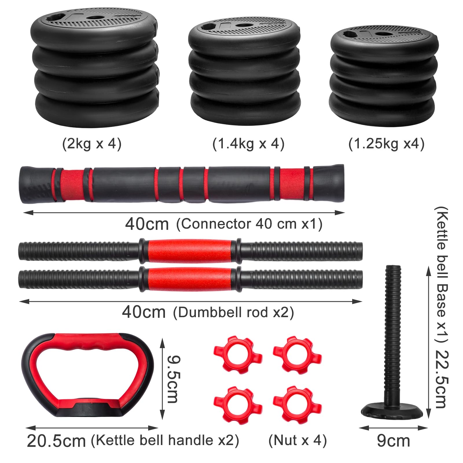 4-in-1 verstellbares Hantelset Kurzhantel Langhantel Kugelhantel Liegestütz Griff Gewichtsscheiben Set Krafttraining Hanteln Fitness Heimtraining Home Gym Gewichte Set