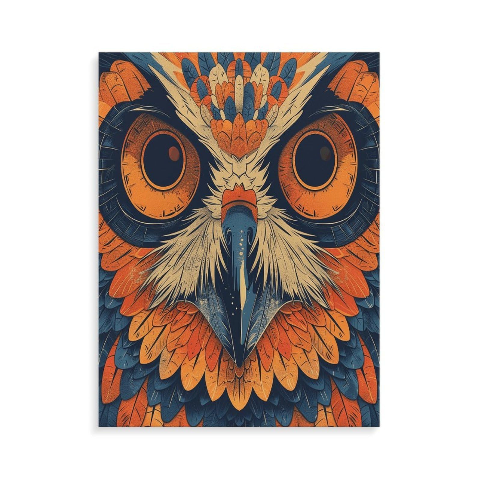 LPAGBCNU Malen-nach-Zahlen-Set im Retro-Stil mit Eulen-Motiv, für Erwachsene, Anfänger, Erwachsene, Malen nach Zahlen, Kits auf Leinwand, DIY-Acryl-Ölfarben, Gemälde mit Pinseln als Geschenk