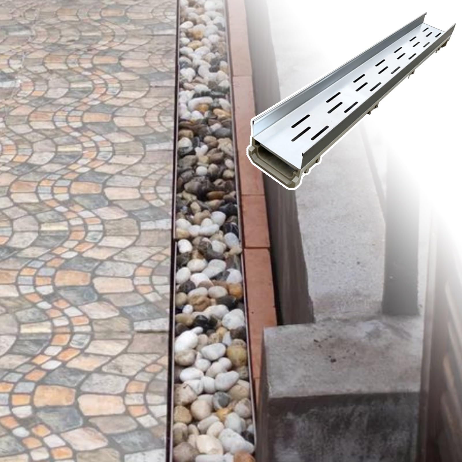 Caniveau de drainage pour patio et jardin moderne pour éliminer l'eau stagnante