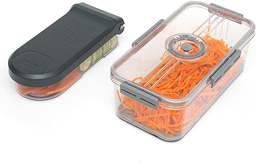 Miniatura 1 de Cortador de mandolina 6 en 1 para cocina, rallador de queso, espiralizador de verduras y rebanador de verduras para cocinar y preparar comidas (con