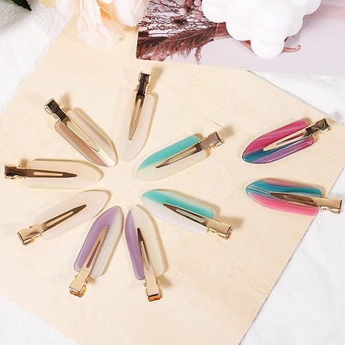 Miniatura 10 de 9 pinzas para el cabello sin doblar, tablero de ajedrez sin arrugas, estilo plano de resina acrílica, colorido bang sin costuras, pasador para