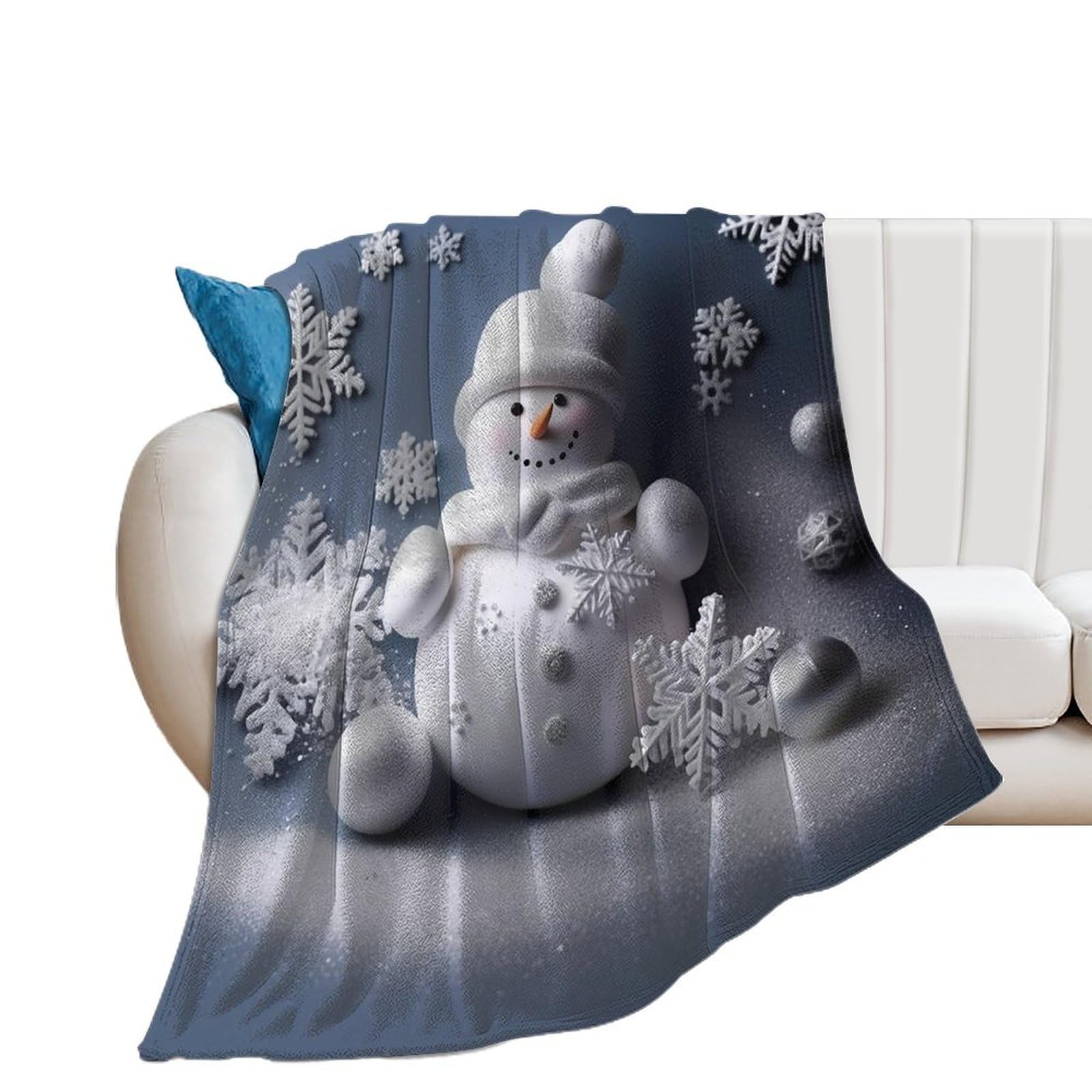 Couverture pelucheuse bonhomme de neige pour des soirées cocooning