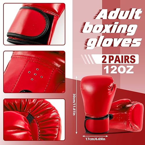 Miniatura 2 de Juego de guantes de boxeo 5 en 1 para niños, guantes de boxeo con 1 par de guantes, 2 almohadillas de taekwondo y protector de cabeza para jóvenes