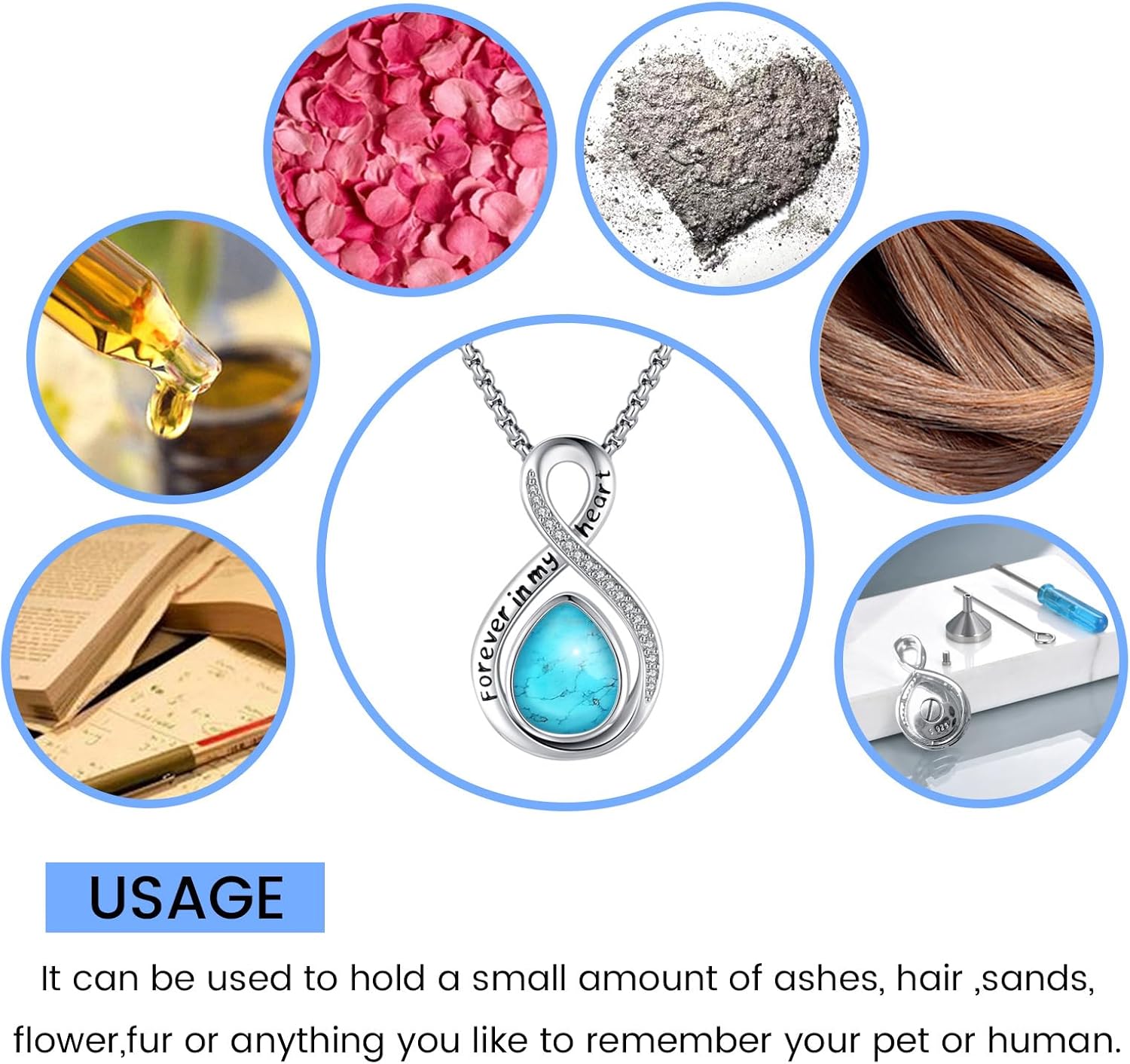 Eusense Cremation Jewelry for Ashes Urn Necklace to Put Ashes In 925 Sterling Silver Memorial Pendant Tree of Life Infinity Urn Necklaces for Ashes Necklace for Women Men - Image 6