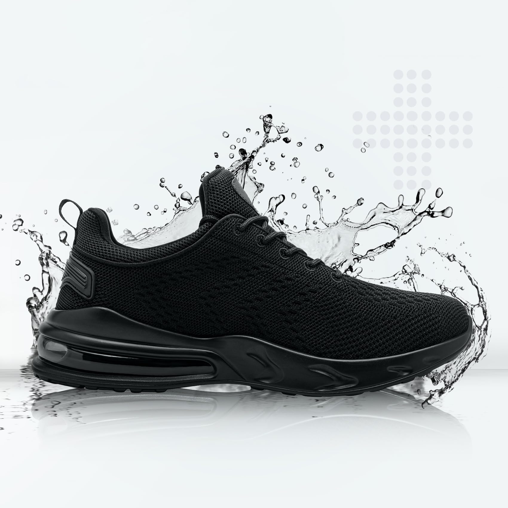LARNMERN Chaussure Homme Impermeabilisant Chaussures de Travail Cuisine Chef Running Sports Homme Confortable AntidéRapantes Maille Baskets (Neuf Noir,43)