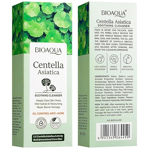 Miniatura 9 de BIOAQUA Centella Asiatica Limpiador Facial Calmante Control de Aceite Anti-Acné Profundo Pore Limpio Facial Hidratante Hidratante 100g3.5oz