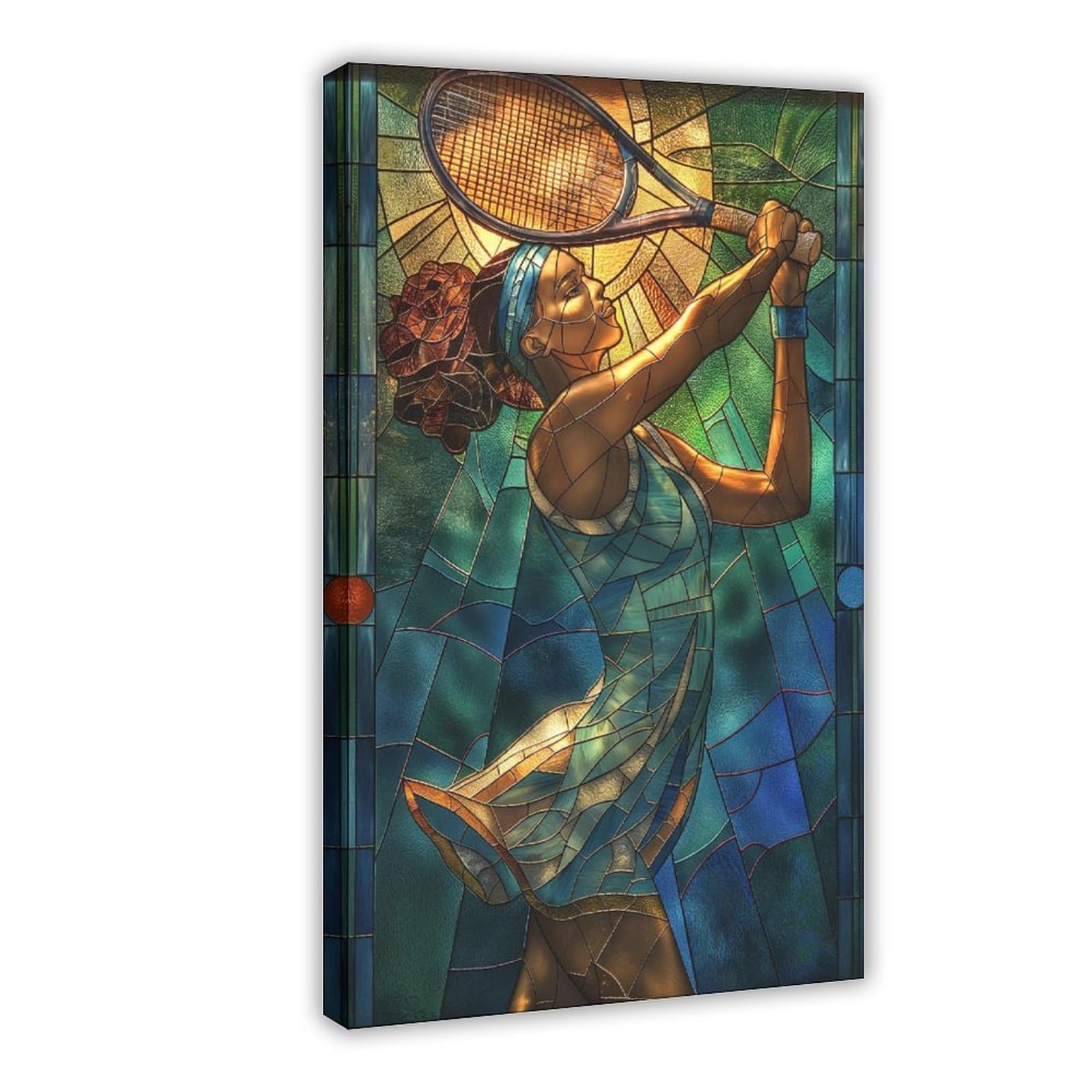 MRYCQ Stained Glass Tennis Poster Canvas Poster for Dorm Room Decor Gift