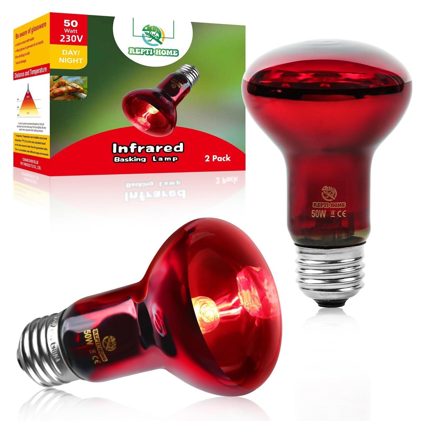 Lampe Chauffante Infrarouge Pour Reptiles, 2 Pièces de 50W Lampe Infrarouge Pour Reptiles Et Amphibiens, Lampe Chauffante Rouge Pour Poulailler, Tortue