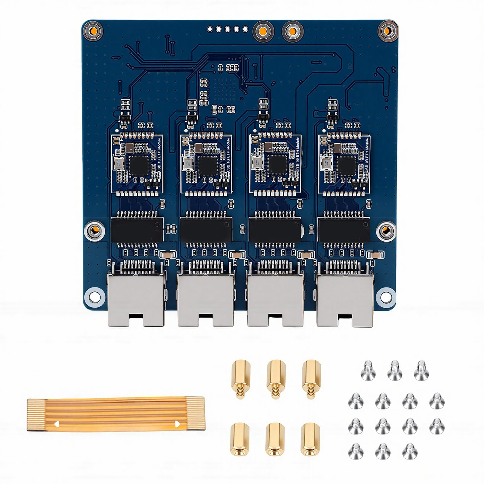 Fabater Karta PCIe do 4-kanałowej Gigabit ETH z funkcją Plug and Play dla Wydajnego Urządzenia Sieciowego RasPi 5 o Wysokiej Kompatybilności