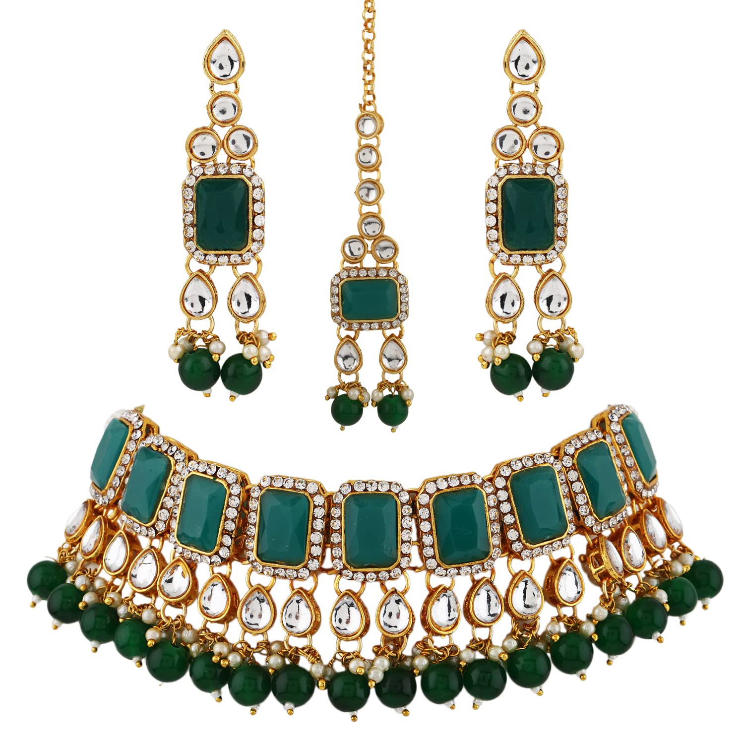 Shining Diva Fashion Latest Stylish Fancy Choker Traditional Kundan Necklace Jewellery Set for Women (12701s), Green, One (B09K4CRC7W) Amazon Price History, Amazon Price Tracker