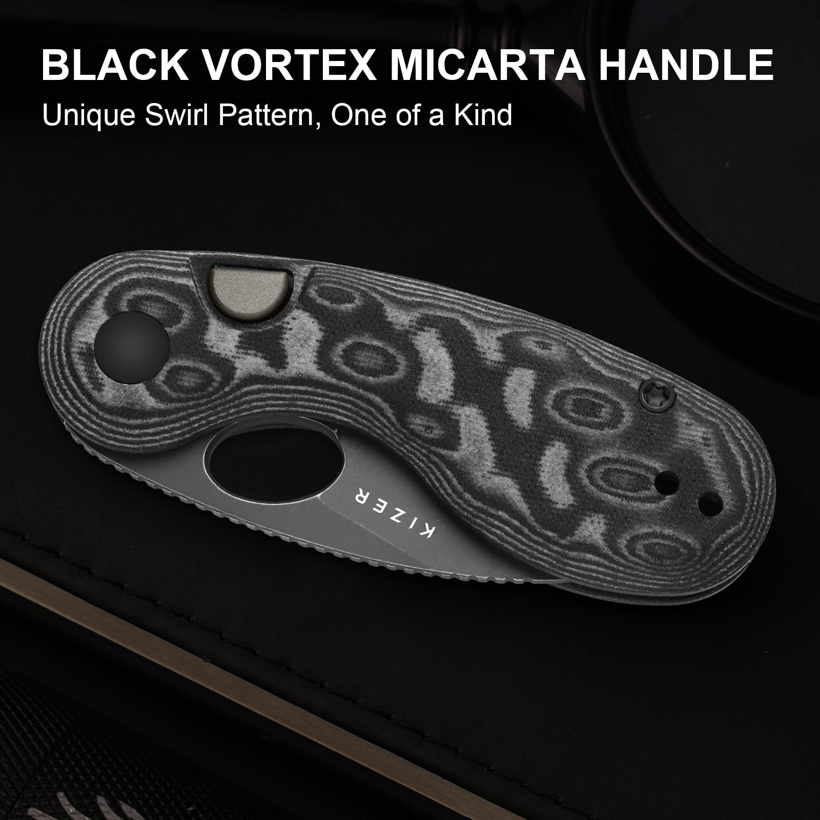 Kizer Microbe EDC Taschenmesser 5,56 cm 14C28N Stahl Drop Point Klinge Klappmesser Micarta Griff
