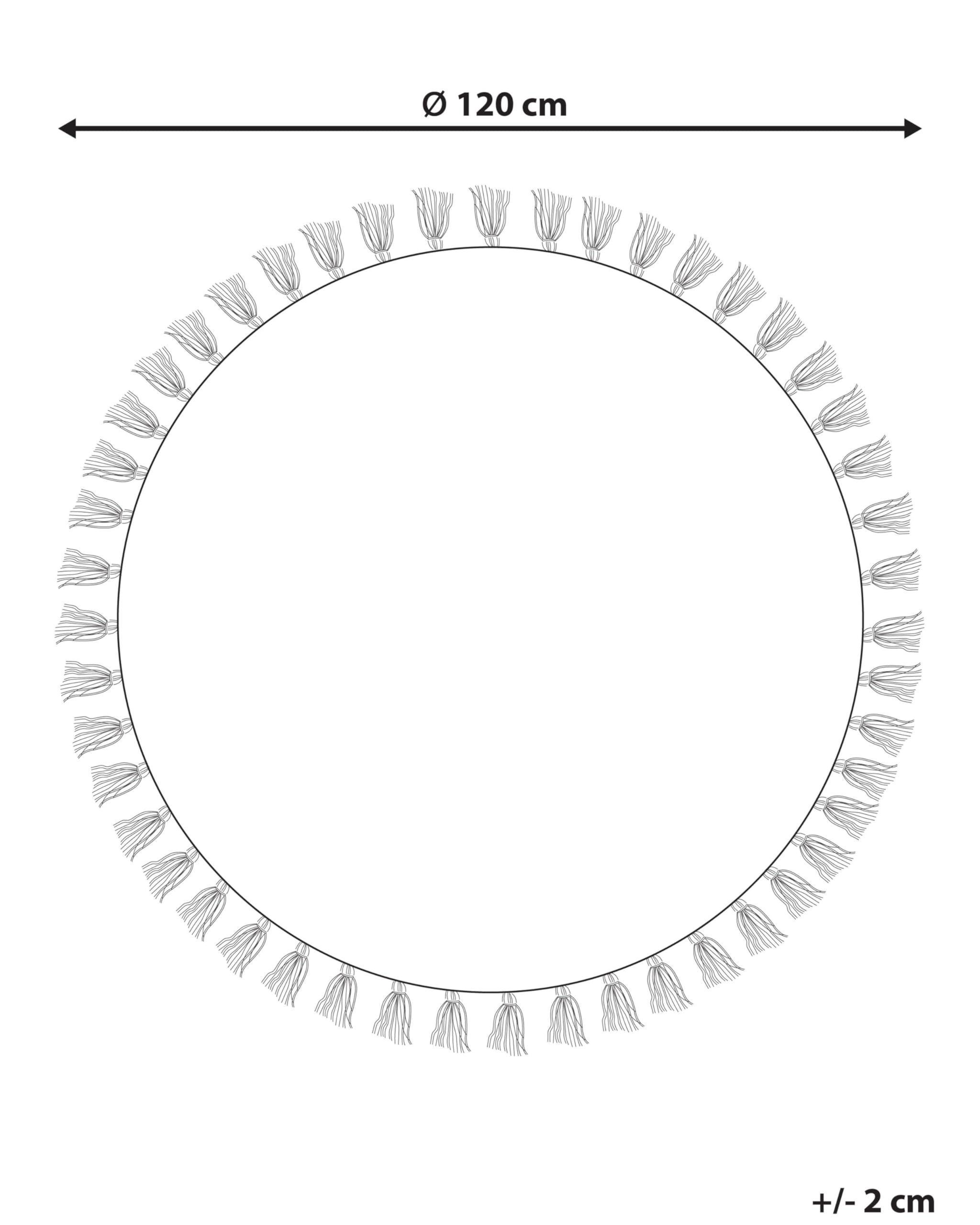 Tapis Boho Rond en Coton ø 120 cm avec Motif et Pompons Rouge et Blanc Oltu