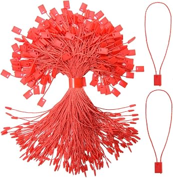 1000Pcs Hang Tag String 7 Inch Nylon String Snap Lock Pin Loop Fastener Hook Ties Easy and Fast to Attach SZ/Red