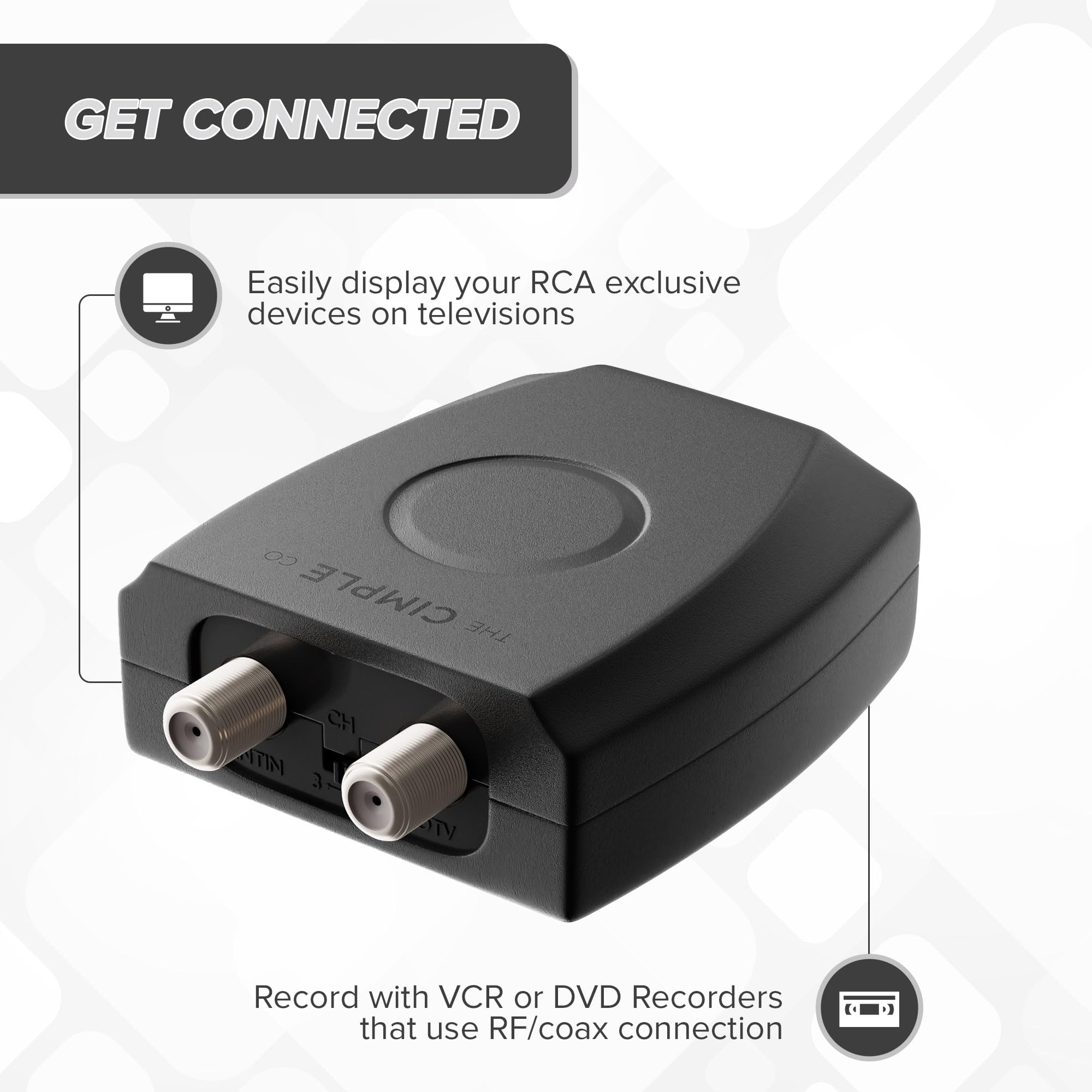 THE CIMPLE CO RF Modulator - RCA Composite to RF Coaxial - Converts Standard Definition Signals to Coax, Includes AV Cable - Image 2