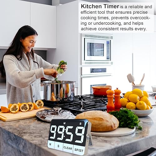 Miniatura 5 de Temporizador digital de cocina, temporizador de cocina de 120 DB, con pantalla LED grande, temporizador de cuenta regresiva magnética de cuenta