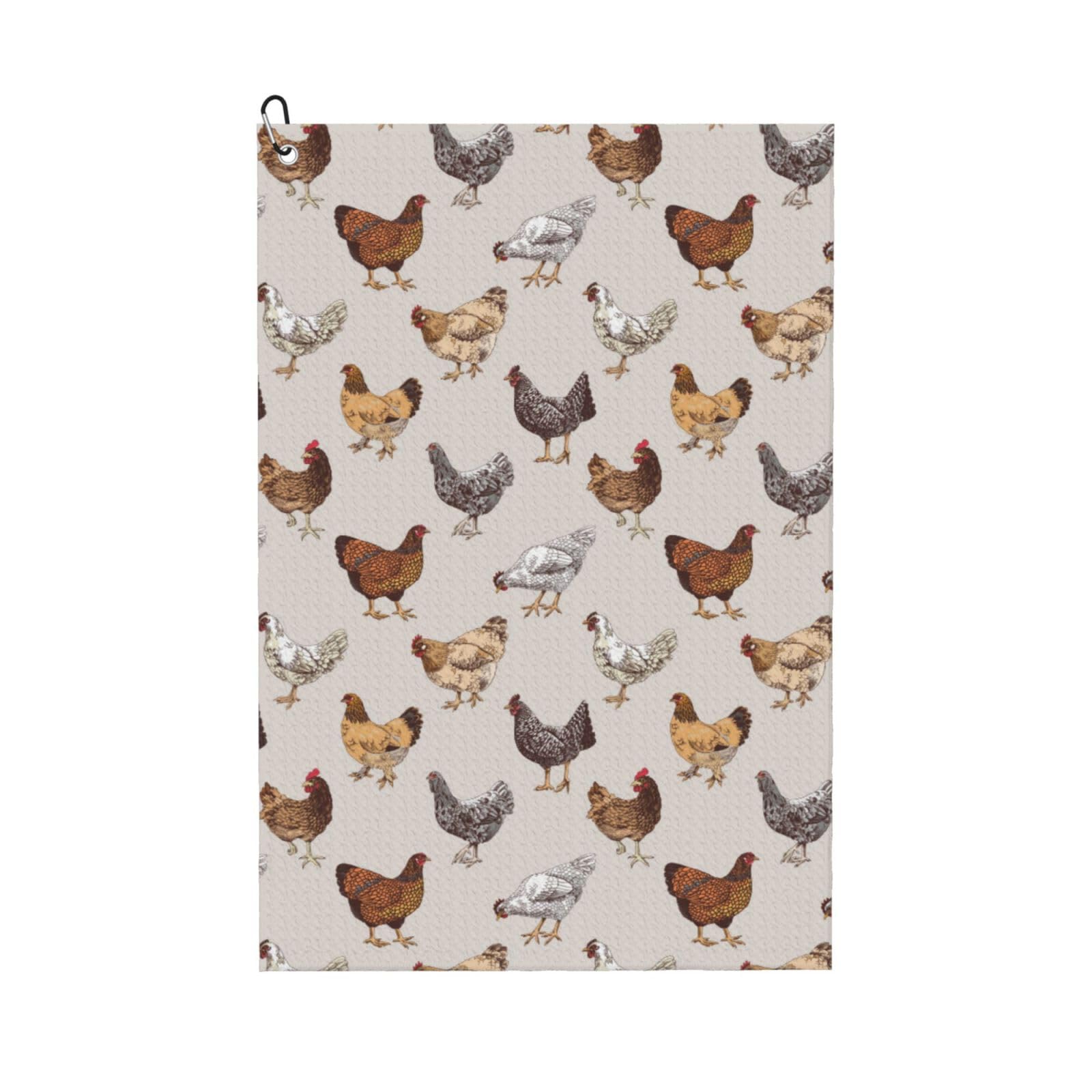 AOOEDM Various Chicken Print Golf Towel with Carabiner Clip Absorbent Microfiber Golf Towel for Cleaning Golf Ball Club Putter Iron for Golf Bag Trolly Belt Loop 16" X 24"