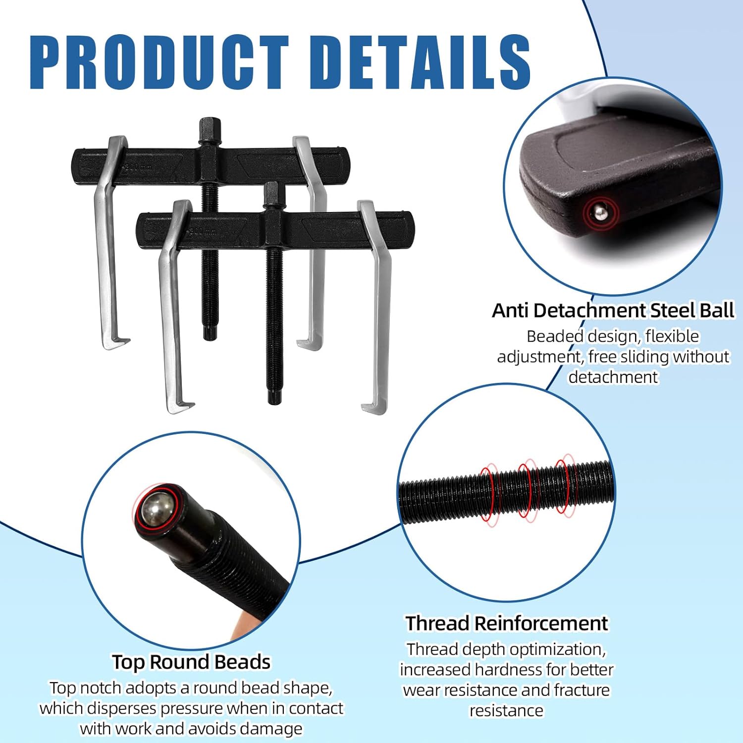 2 Claw Gear Puller, 12 Inch Professional 2-Jaw Gear Pulley Flywheel Bearing Removal Tool, Metal Separate Lifting Device