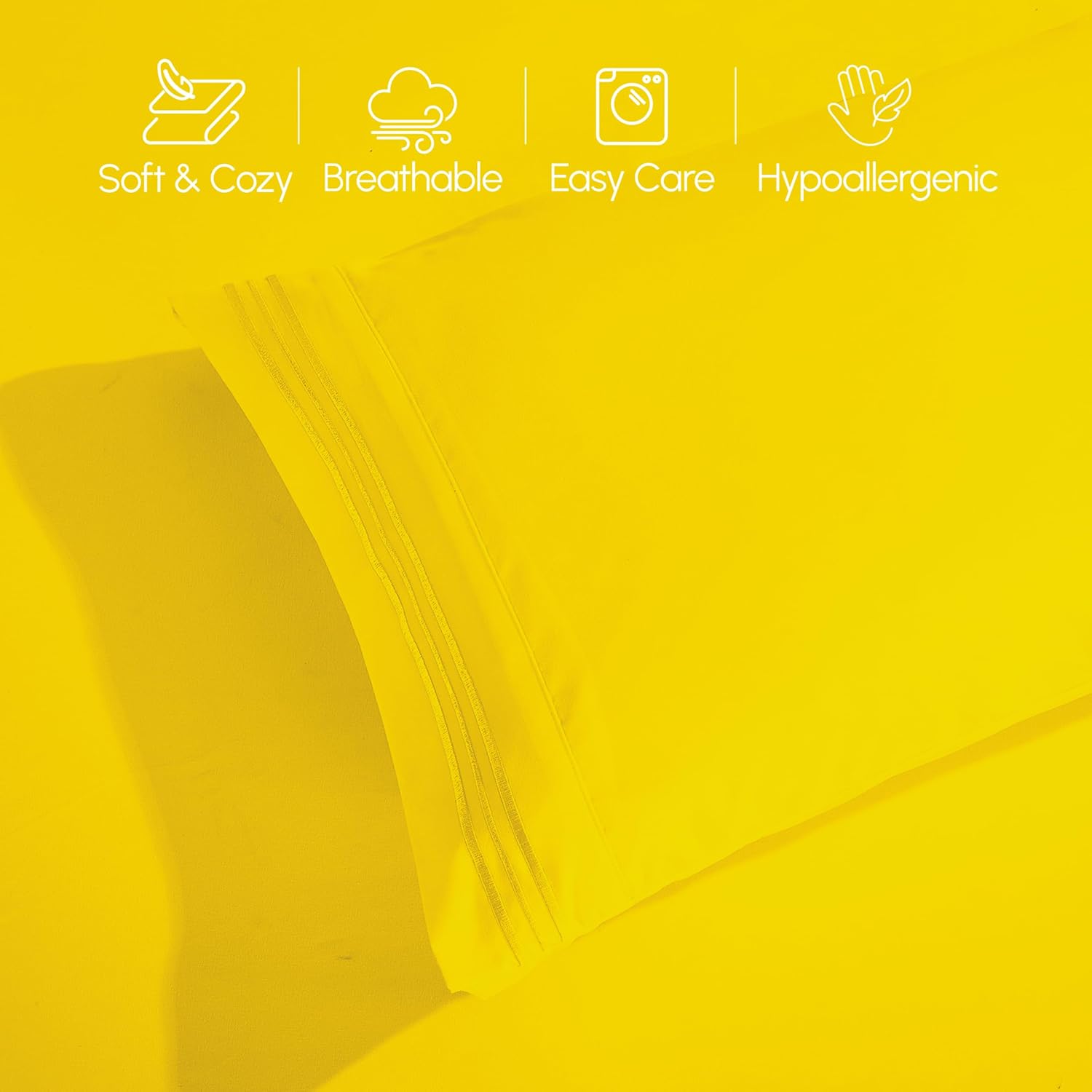 Elegant Comfort Luxury 4-Piece Bed Sheet Set - Luxury Bedding 1500 Premium Hotel Quality Microfiber, Wrinkle Resistant Cool & Breathable, Easy Elastic Fitted, Full, Yellow